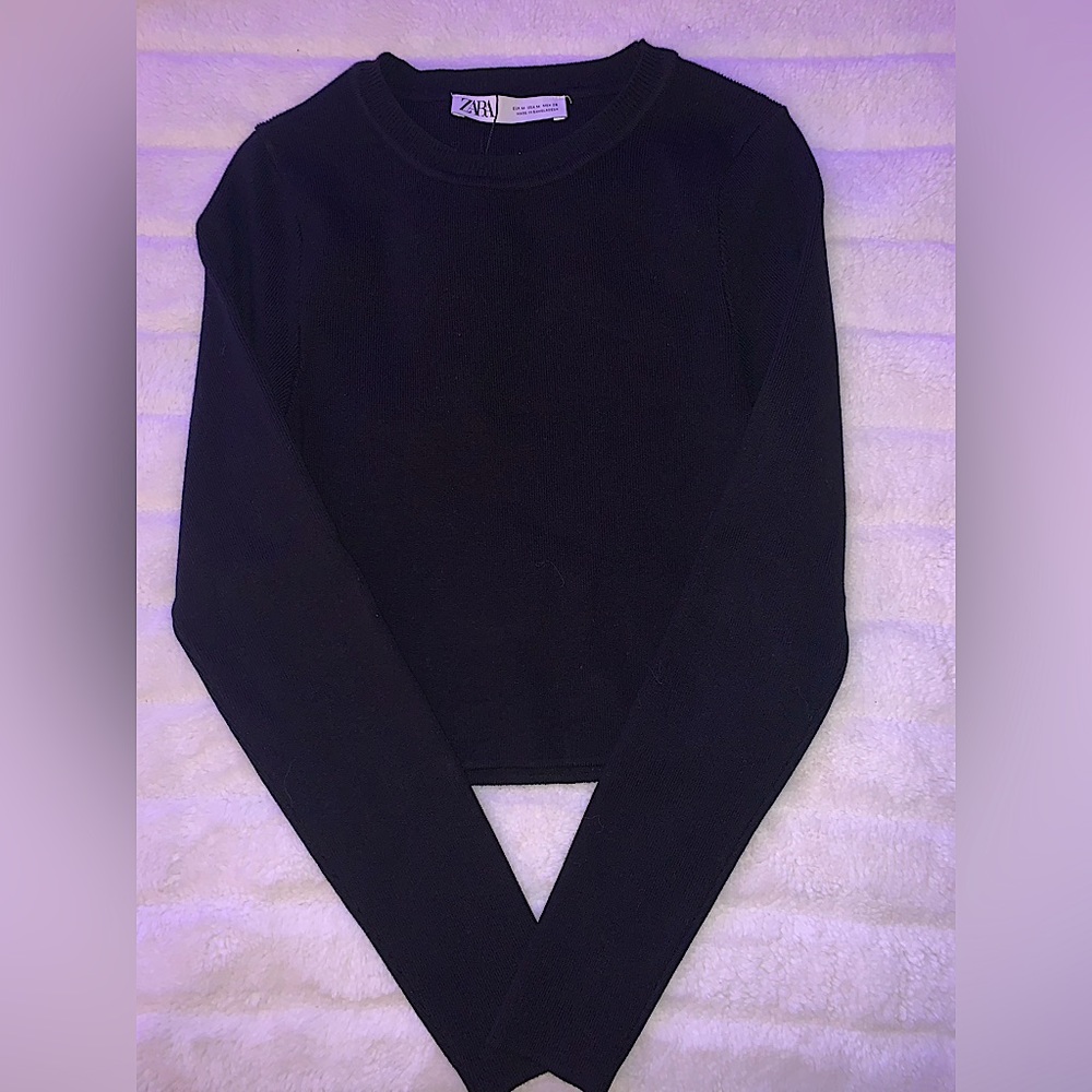 Zara black cropped long sleeve in perfect condition! Never worn